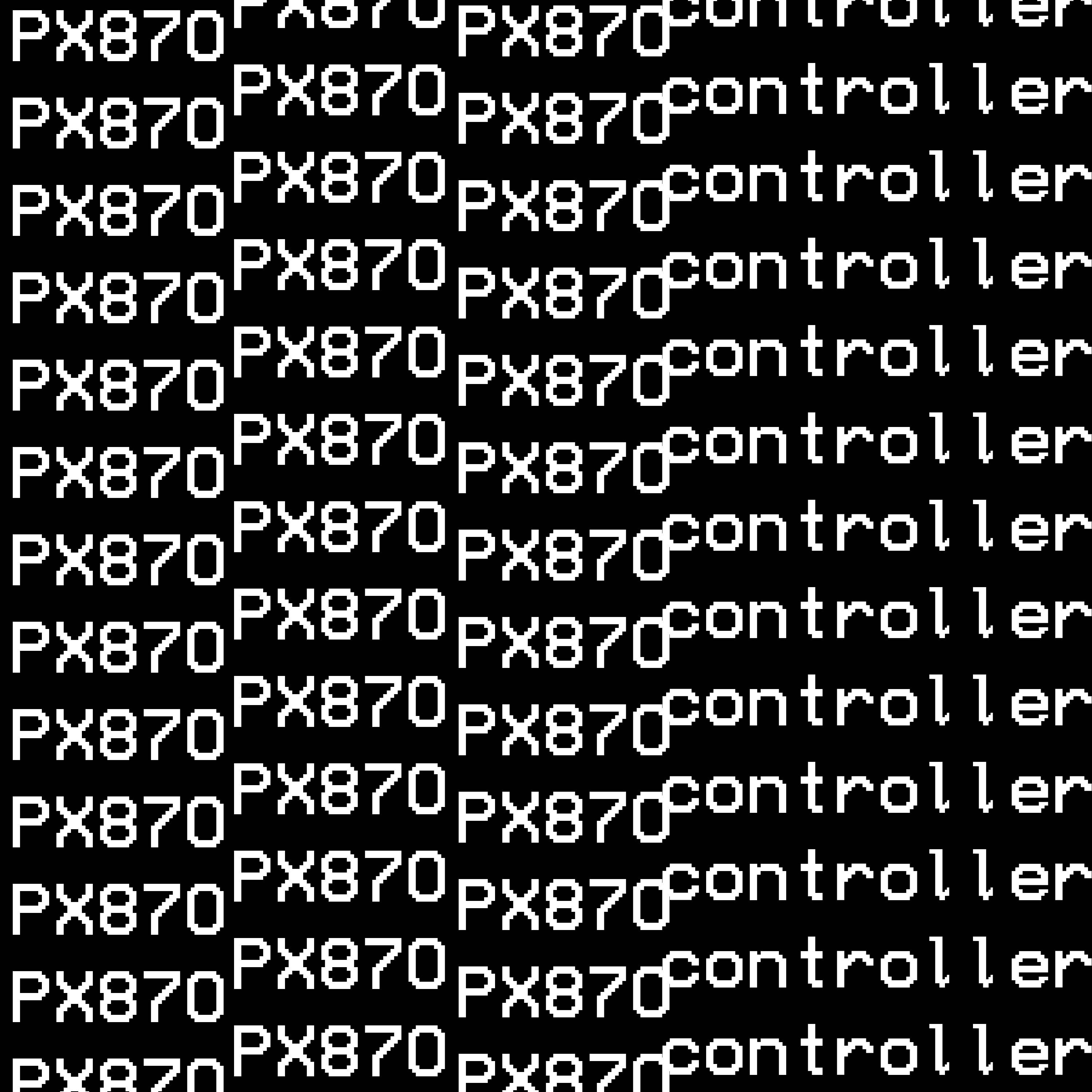 controller cover, black background, pixelated text saying PX870 3 times and controller
